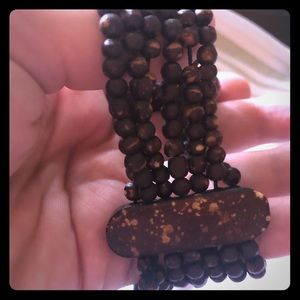 Wood bead stretch bracelet.